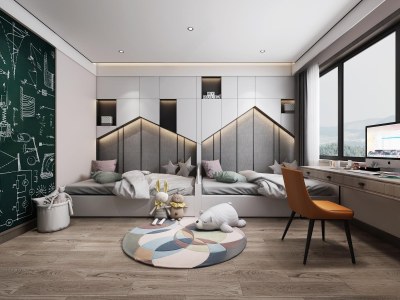 现代榻榻米儿童房3D模型下载